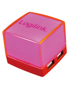 USB 2.0 hub, 4 ports, pink