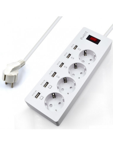 Presa Multipla con 4 prese elettriche e 2 porte USB 2.0 - +Energia