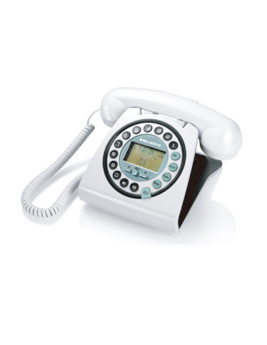 Telefono FIsso Vintage con Display, Bianco