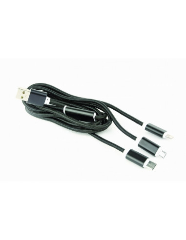 Cavo ricarica USB 3-in-1, nero, 1 mt