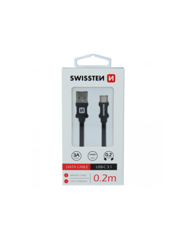 0,2mt Cavo Dati Textile USB / USB-C Nero
