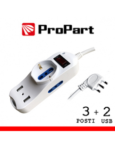 Multipresa 3 posti +2 USB